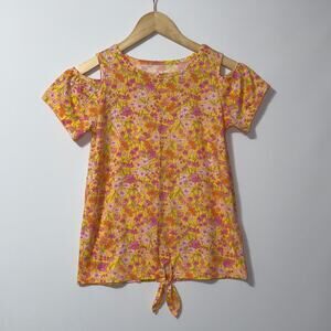 The children’s place Yellow Floral Cold Shoulder Top girls size Large(10-12)